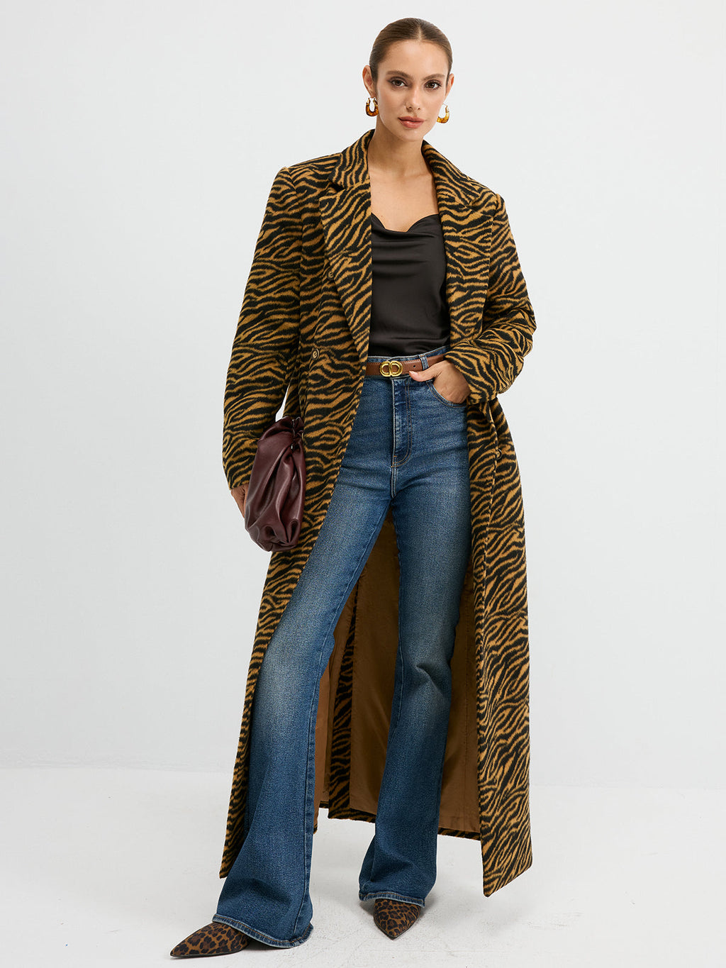 Large Tiger Pattern Tweed Coat