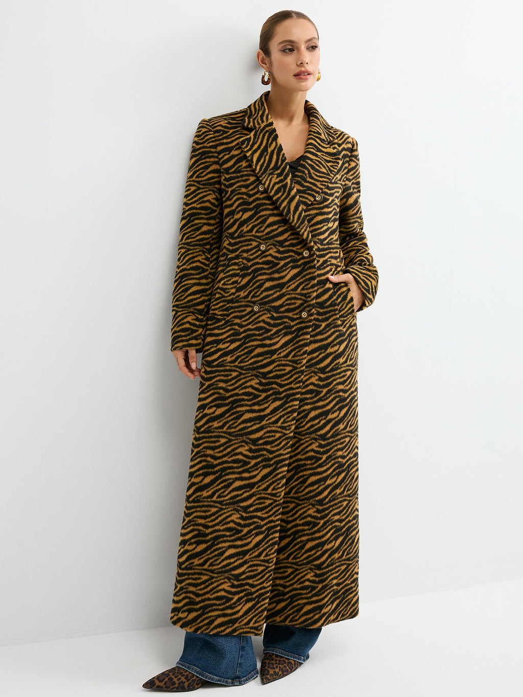 Large Tiger Pattern Tweed Coat