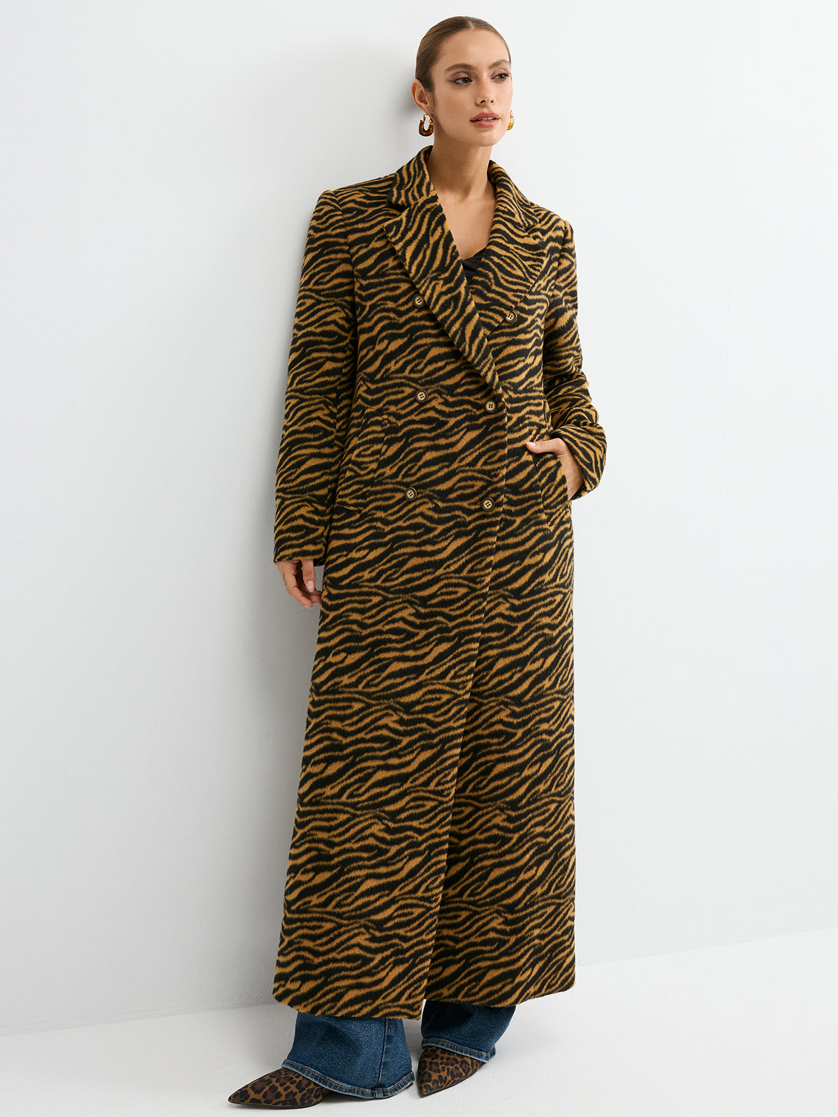 Large Tiger Pattern Tweed Coat