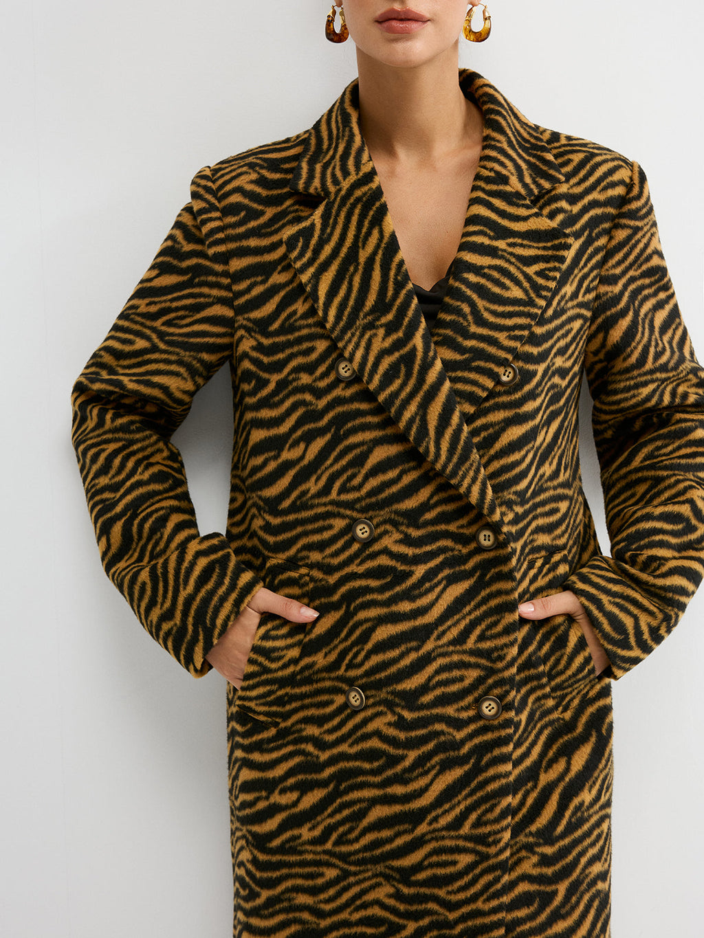 Large Tiger Pattern Tweed Coat