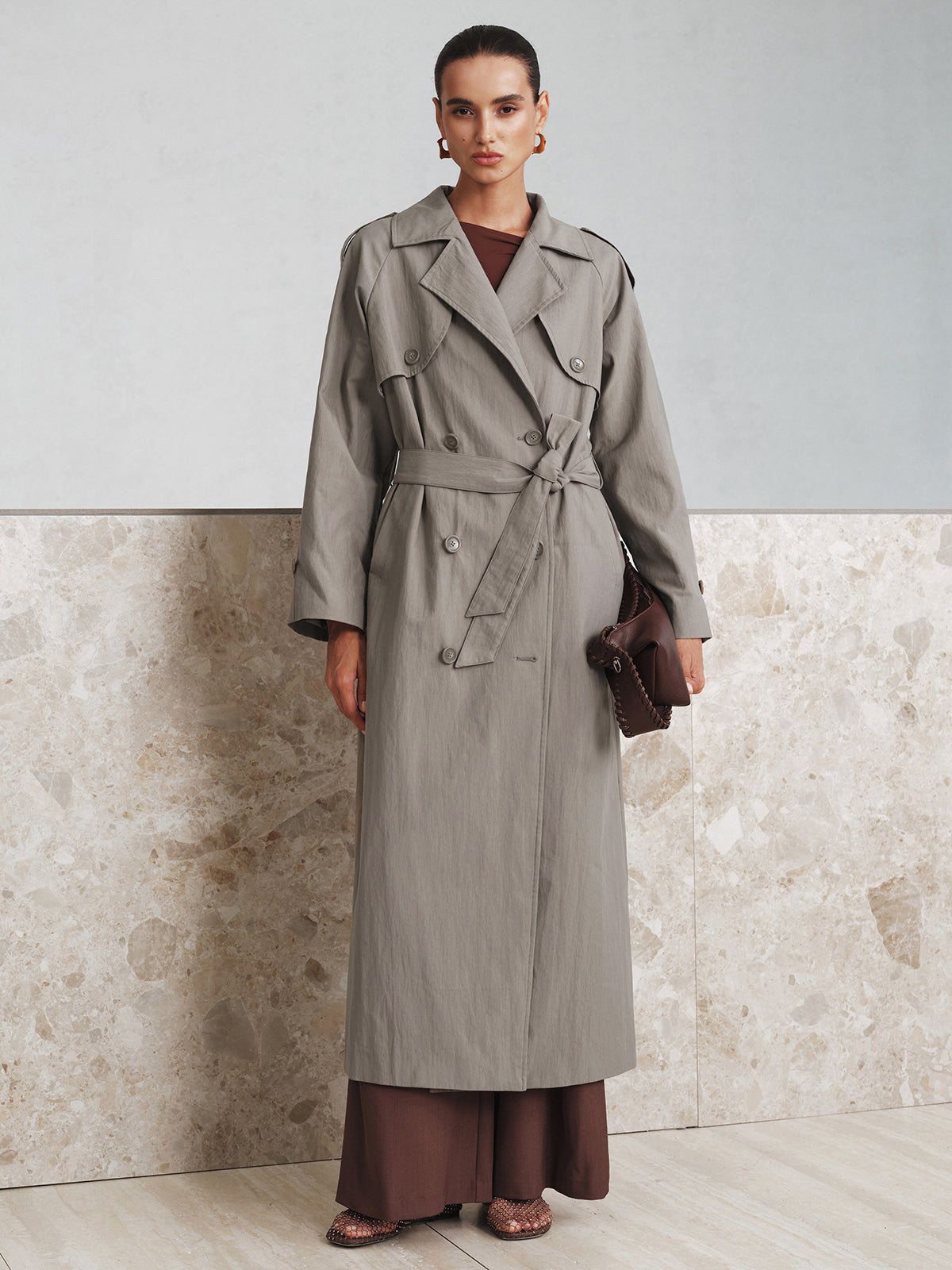 Belted Cotton Oversize Trench Coat