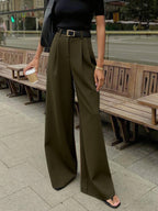 Stylish Wide Leg Pants, Belt Sold Separately