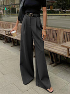 Stylish Wide Leg Pants, Belt Sold Separately