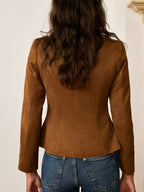 Suede-Effect Jacket with Fitted Metal Buttons