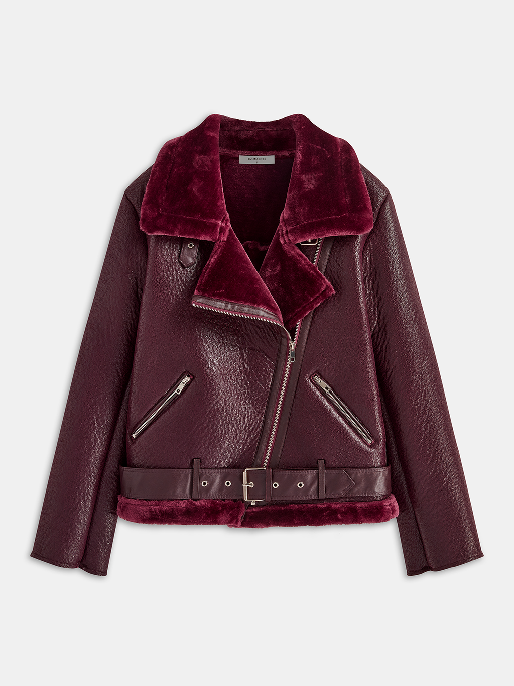 Adjustable Belted Fleece Jacket with Plush Zipper Detail