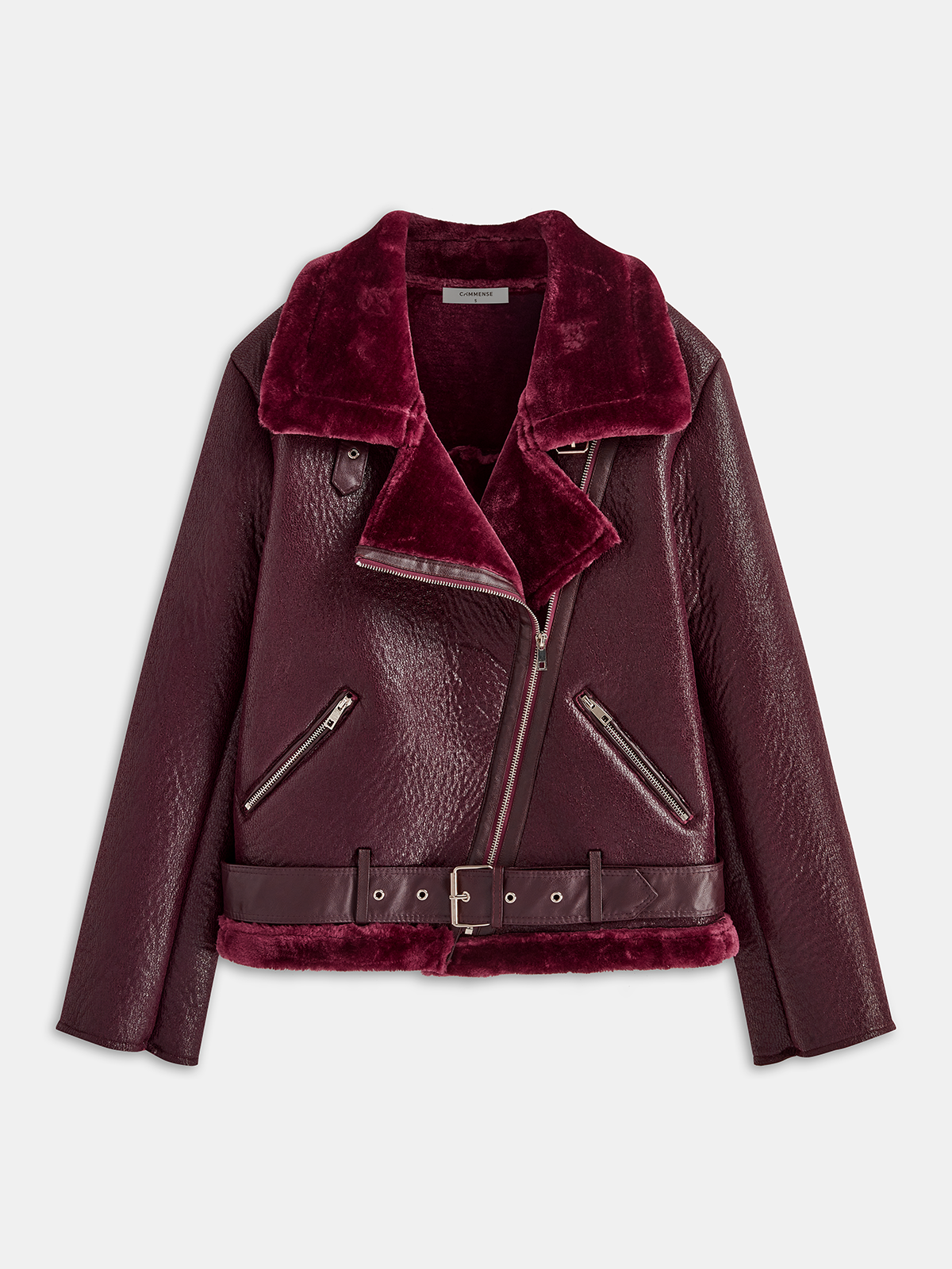 Adjustable Belted Fleece Jacket with Plush Zipper Detail