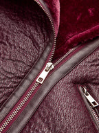 Adjustable Belted Fleece Jacket with Plush Zipper Detail