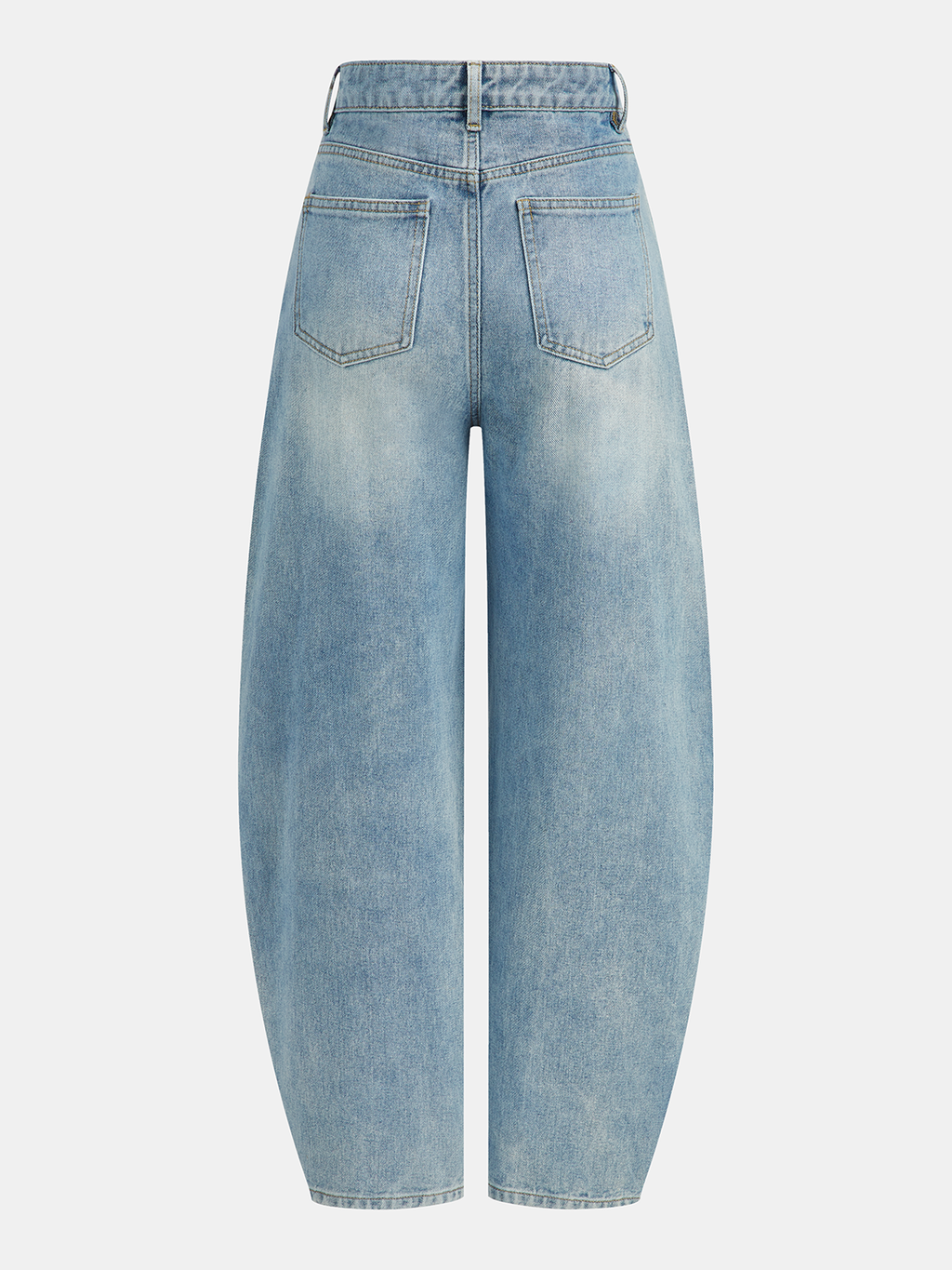 High-Waist Asymmetric Jeans with Curved Legs