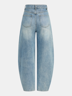 High-Waist Asymmetric Jeans with Curved Legs