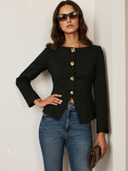 Suede-Effect Jacket with Fitted Metal Buttons
