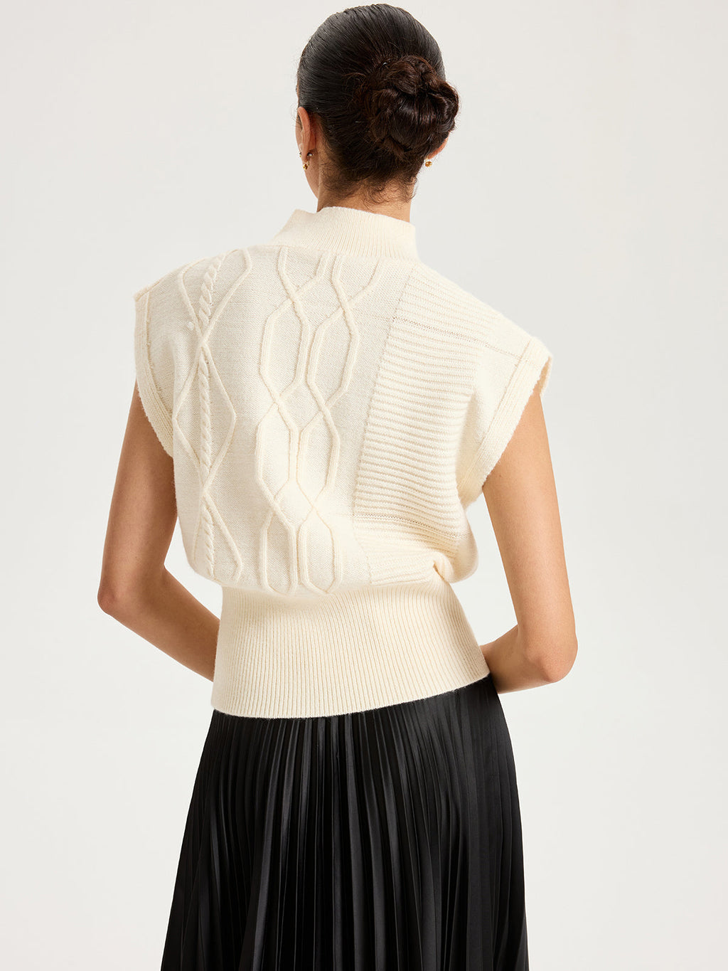 Mock Neck Sleeveless Sweater Vest with Cap Sleeves