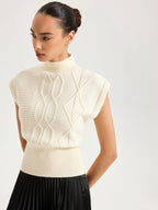 Mock Neck Sleeveless Sweater Vest with Cap Sleeves