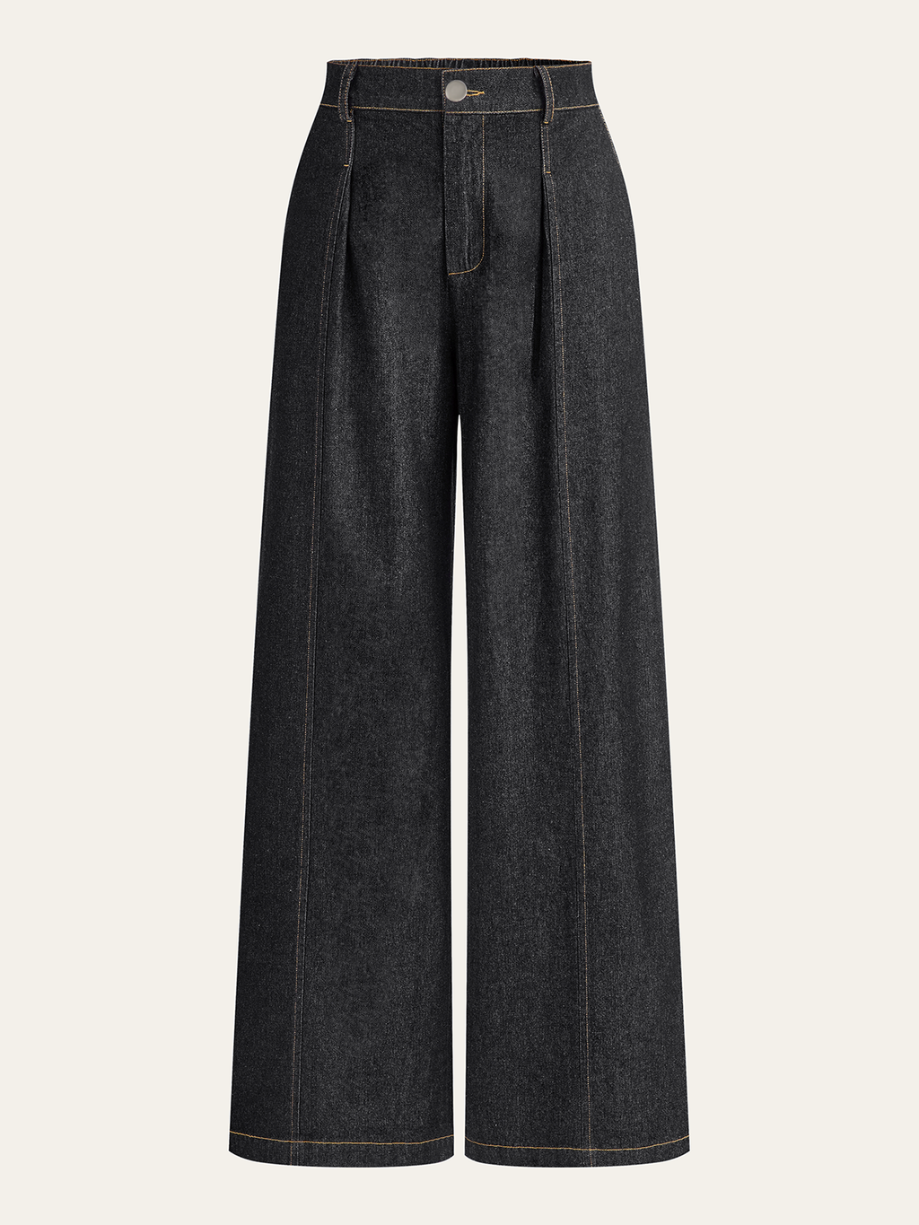 Mid-Rise Denim Trousers with Wide-Leg Cut