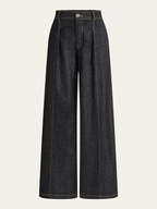 Mid-Rise Denim Trousers with Wide-Leg Cut