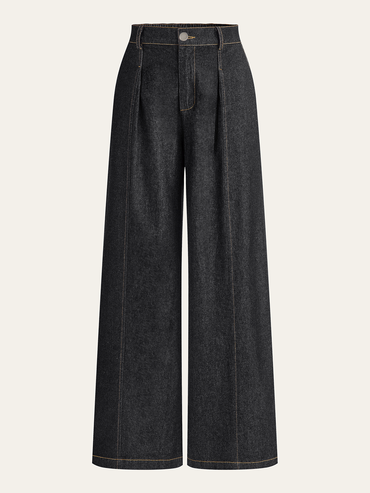 Mid-Rise Denim Trousers with Wide-Leg Cut