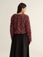 Embellished Floral Cropped Jacket with 3D Details