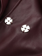 Faux Leather Jacket with Belt and Lapel Design