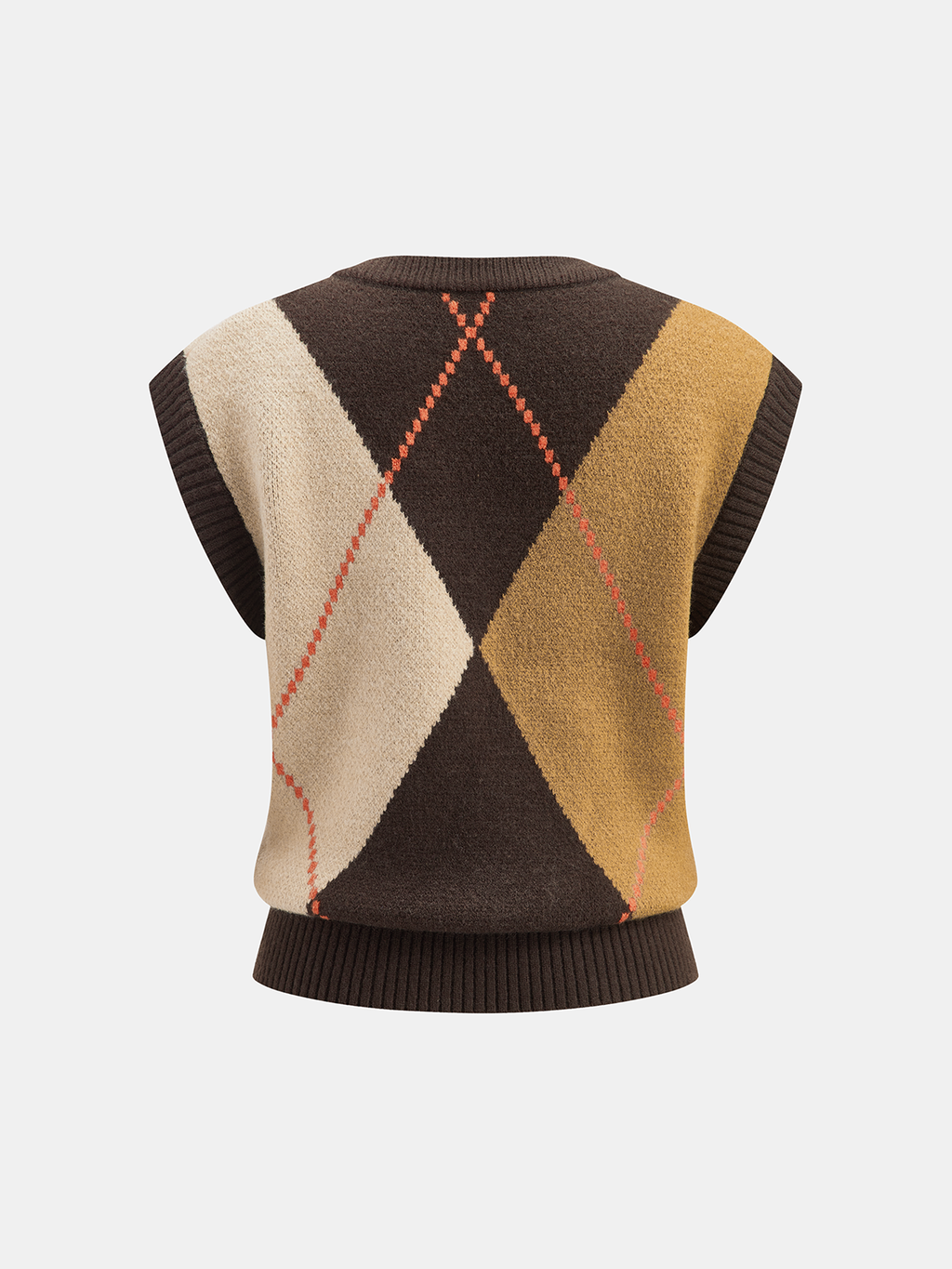 Colorful Argyle Knit Vest with Sleeveless Design