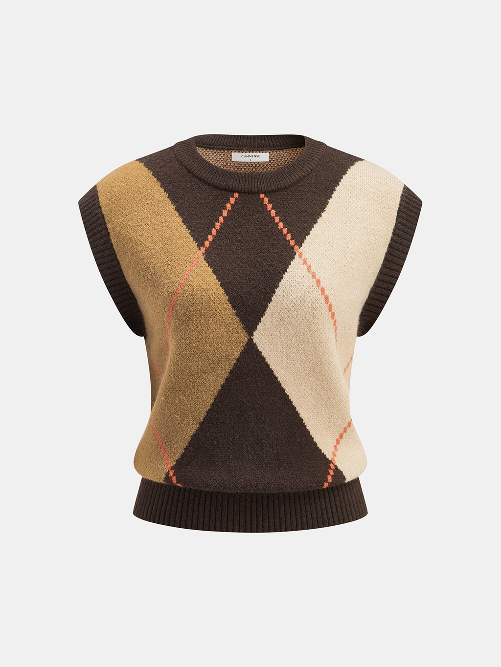 Colorful Argyle Knit Vest with Sleeveless Design