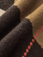 Colorful Argyle Knit Vest with Sleeveless Design