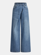 Mid-Waist Wide-Leg Jeans with Unique Asymmetric Cut