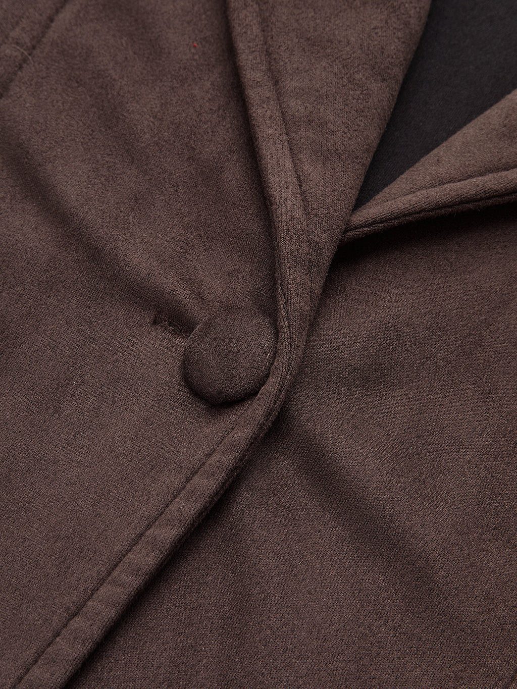 Shawl collar suede jacket with belted waist, soft suede-effect fabric, and precise stitching.
