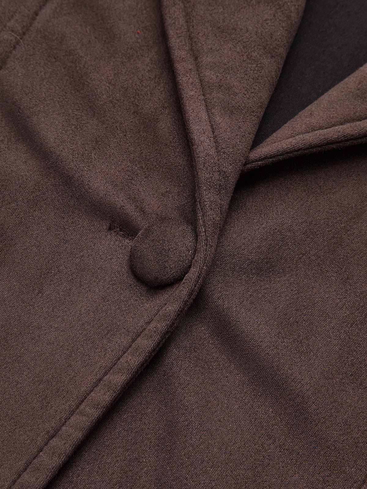 Shawl collar suede jacket with belted waist, soft suede-effect fabric, and precise stitching.