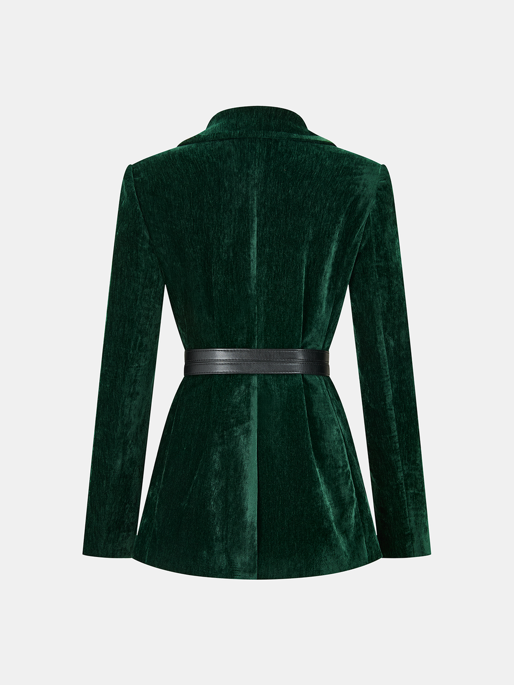 Velvet Blazer Featuring Metal Buttons and Cinched Waist