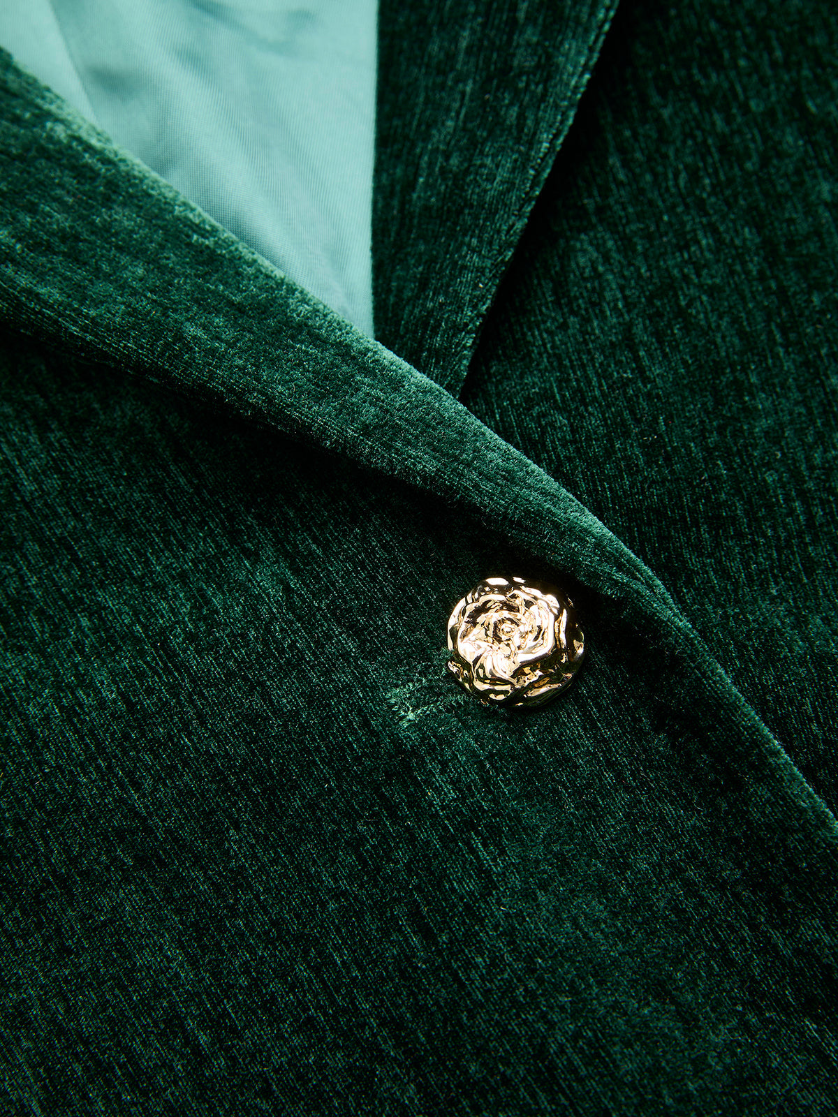 Velvet Blazer Featuring Metal Buttons and Cinched Waist