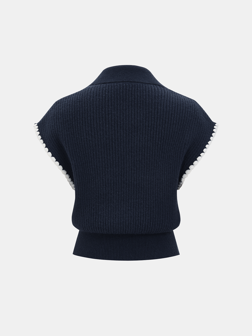 Knit Vest with Contrast Trim and Metal Clasp