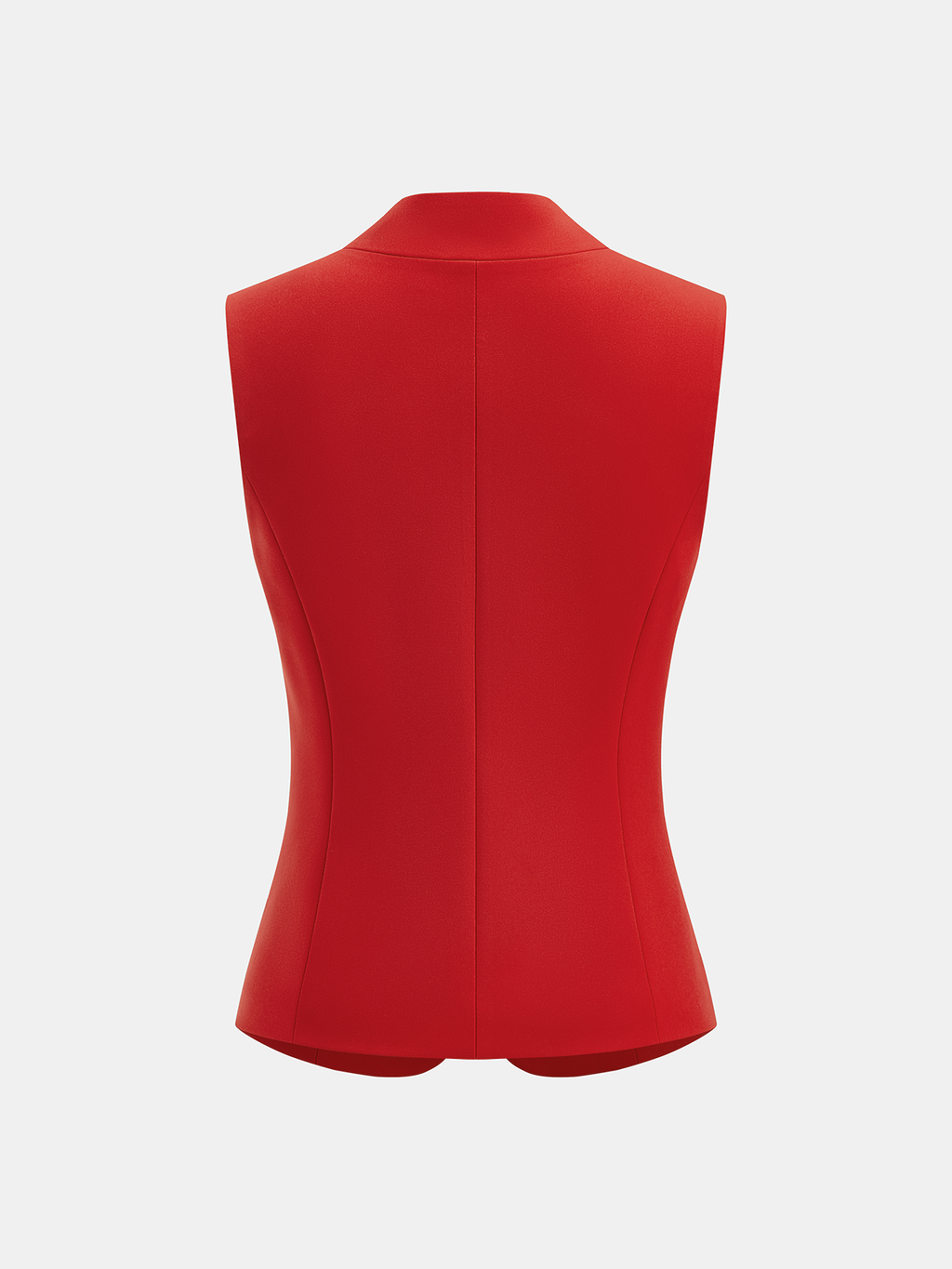 A sleeveless blazer vest with metal details, fitted shape, and subtle structured seam design.