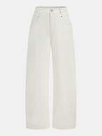 Mid-rise, wide-leg jeans in soft off-white denim with roomy pockets and classic closure.