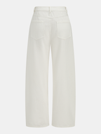 Mid-rise, wide-leg soft denim jeans with two back pockets and a comfortable waistband.