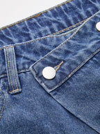 Asymmetrical Wide-Leg Denim Pants