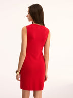Sleeveless red mini sheath dress with buttoned front detailing from LA FINE FLEUR.