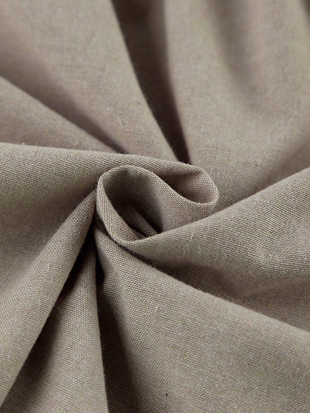 Light brown cotton linen dress with coarse texture, gathered folds, and twisted shoulder ties.