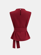 Belted Sleeveless Top with Matching Wide-Leg Trousers