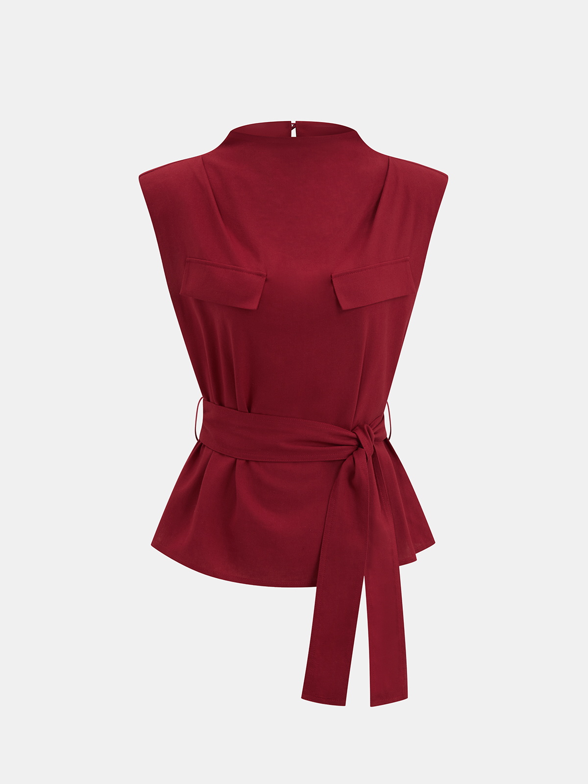 Belted Sleeveless Top with Matching Wide-Leg Trousers