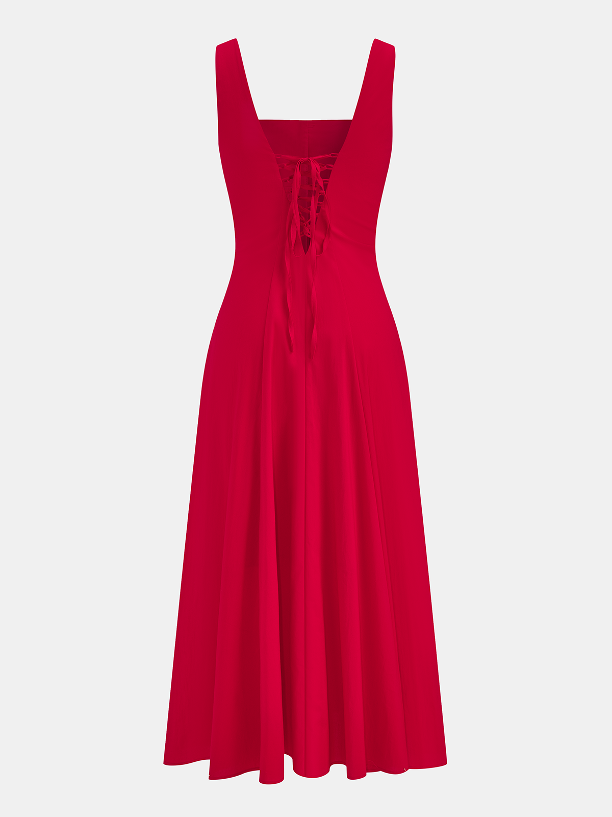 Cotton blend maxi dress with square neck, button-front closure, and a flowing midi skirt.