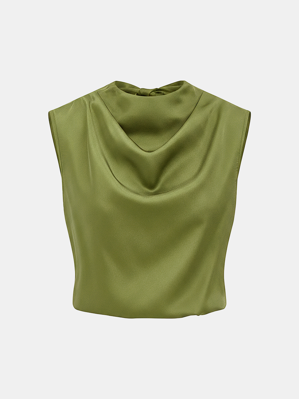 Elegant Sleeveless Satin Cowl-Neck Blouse
